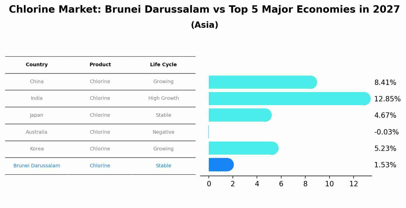 Chlorine Market: Brunei Darussalam vs Top 5 Major Economies in 2027 (Asia)